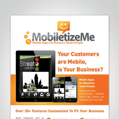 Design di New postcard or flyer wanted for MobiletizeMe - Mobile Apps For Business Made "Simple" (or "Easy") (whichever fits) di Tolak Balak