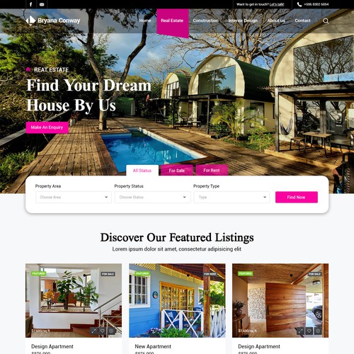 REALESTATE WEBSITE DESIGN - BRYANA CONWAY Design réalisé par Udaan Technologies