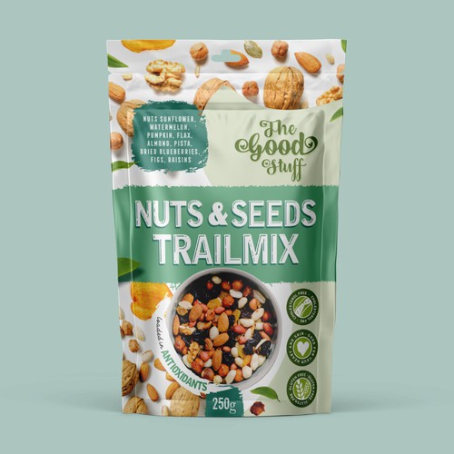 Design a standout packaging for a Nuts & Seeds Standee Pouch Design by Aidesignconcepts