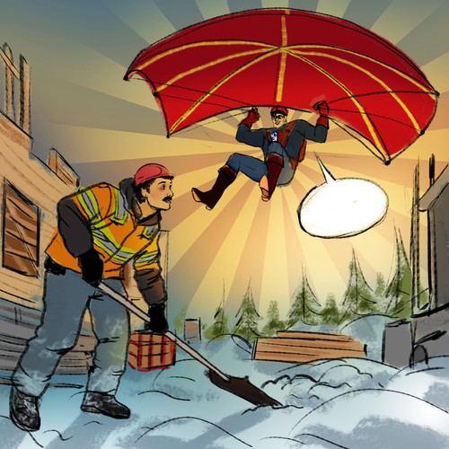 Comic-style illustration for construction workers Design by MaryRay