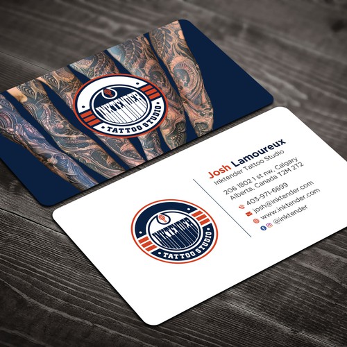 I need a strong business card design for my custom tattoo studio Inktender Design by prosenjit_P