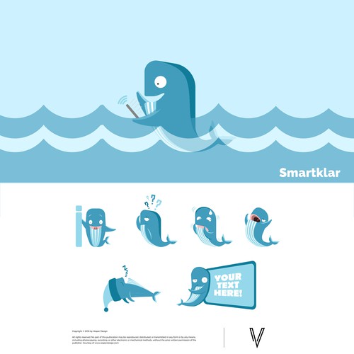 Create a fun Whale-Mascot for my Website about Mobile Phones Diseño de Vesper