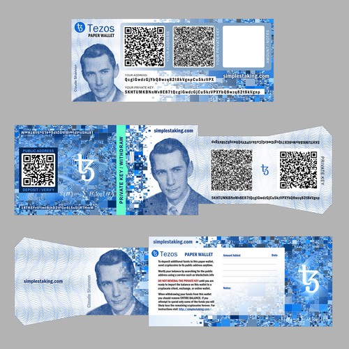 Paper wallet for Tezos crypto currency Diseño de Vitaga