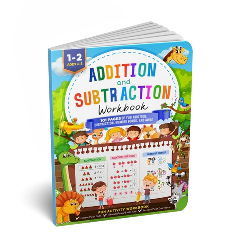 Fun design for kids math workbook Design by saffran.designs