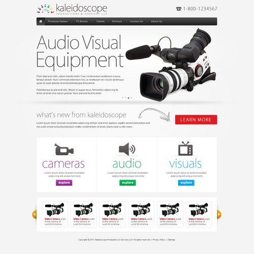 website design for Kaleidoscope Productions & Services LLP Diseño de N A R R A