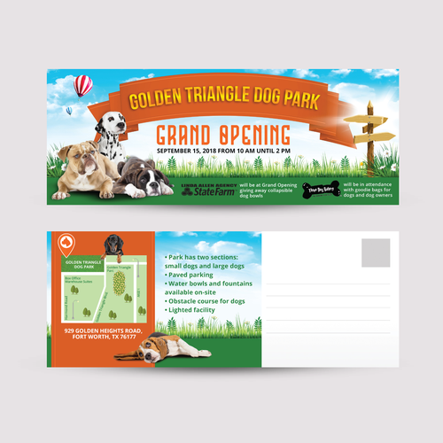 Postcard for Golden Heights Dog Park Grand Opening Design by Nevermura