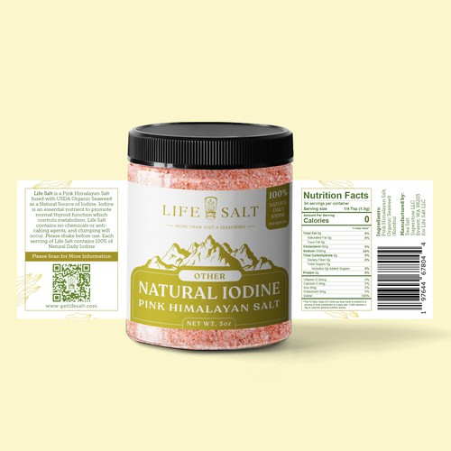 Label for Natural Iodine Pink Himalayan Salt that is fused with Seaweed Design by Kukuh Saputro Design