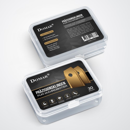 Plastic Box Labels for lawn mower blades Design by StanBranding