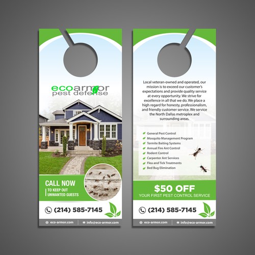 Custom door hanger flyer for pest control company | Postcard, flyer or ...