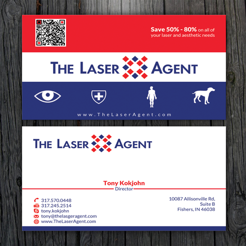 Create a modern, memorable business card for The Laser Agent! Design by ™SF_Design™