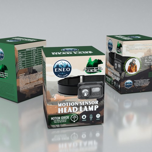 Design the packaging a outdoor headlamp where proceeds are donated to save american wildlife Design by Windmill Designer™