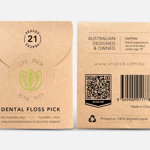 We need a Clean & Minimum design for our first Smart packaging dental floss picks product Design by Lady Goga