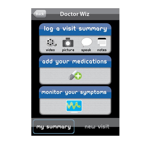 Help DoctorWiz with home screen for an iphone app Diseño de capulagå™