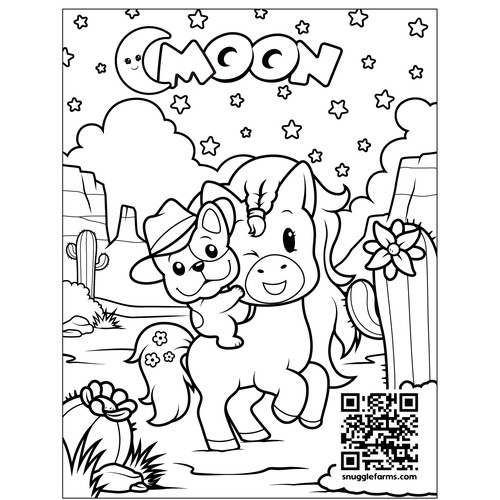 Cute Kids Coloring Book Cartoon Ponies, French Bulldogs, and one Horse Design réalisé par manuk