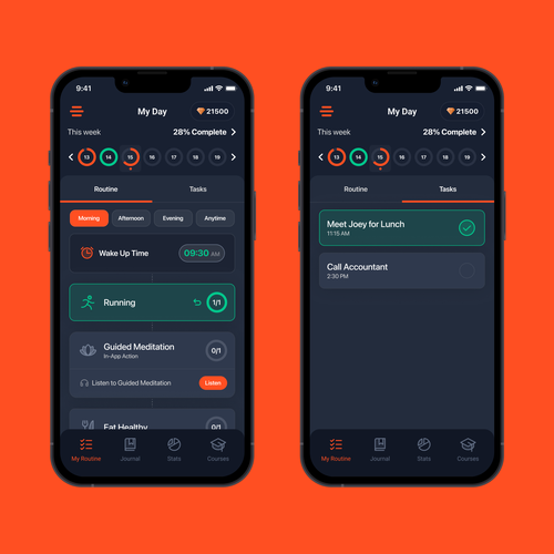 Main Screen for the #1 Self Improvement App int he World Design by Zach_E