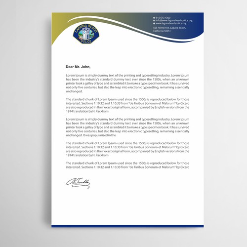 Laguna Beach Police Department Stationary Design by thinkweb art