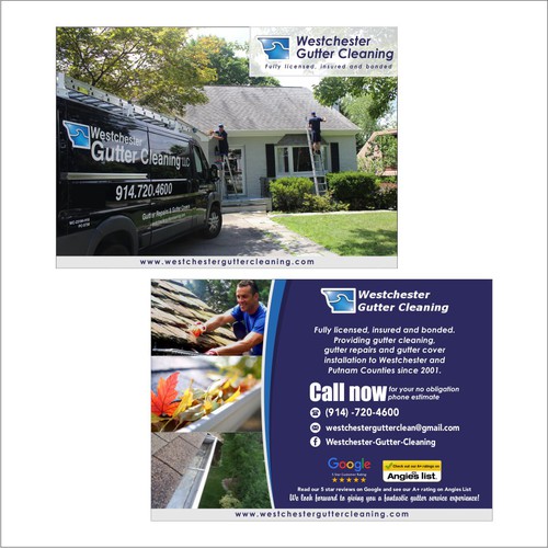 Gutter cleaning service needs a postcard | Stationery contest