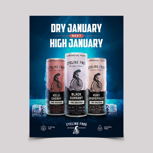 Create a 'Dry January meets High January' poster.  Have Fun, Be Creative, Open to all suggestions. Design by laxman2creative