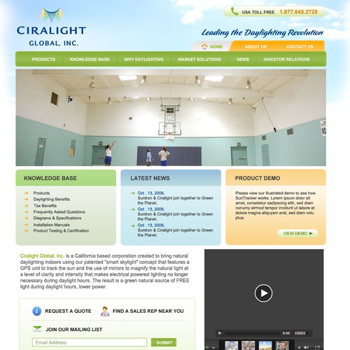 Website for Green Energy Smart Skylight Product Réalisé par Iris-Design