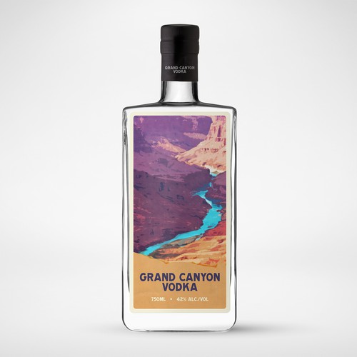 Create a striking vodka label capturing the Grand Canyon Product
