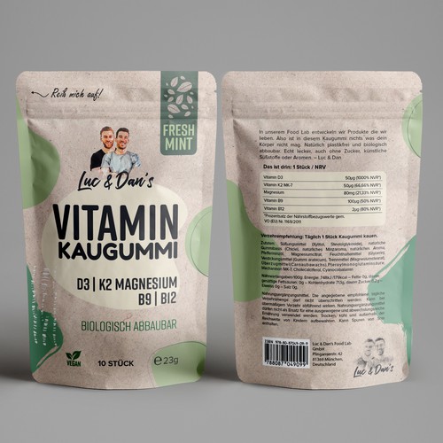 First creative packaging for a natural vitamin chewing gum Design by CUPEDIUM