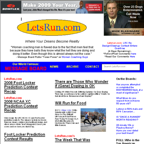 LetsRun.com Homepage Re-Design/Cleanup Diseño de txrunnergirl