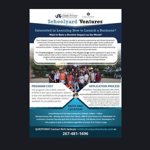 One page flyer for program that supports teen entrepreneurs Design by UMA_09