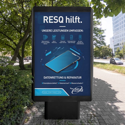 Clean & Nice Poster for Cell Phone Repair & Data Rescue Company Design by inventivao