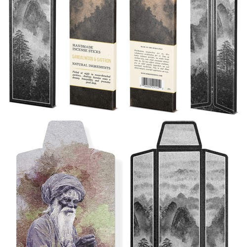 Mystical and elegant packaging for handmade natural incense Design by bcra