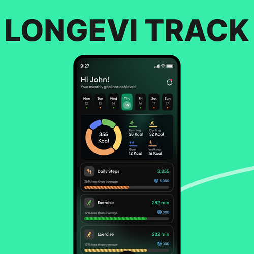 Need a mobile app design for longevity tracking app Design by monodeepsamanta