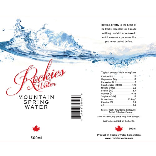 label for new Canadian Mountain Spring Water Design by Outside-the-box