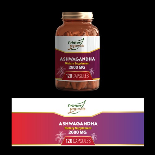 Primary Naturals Needs a Supplement Label Designed - Ashwagandha Design by Web Hub Solution