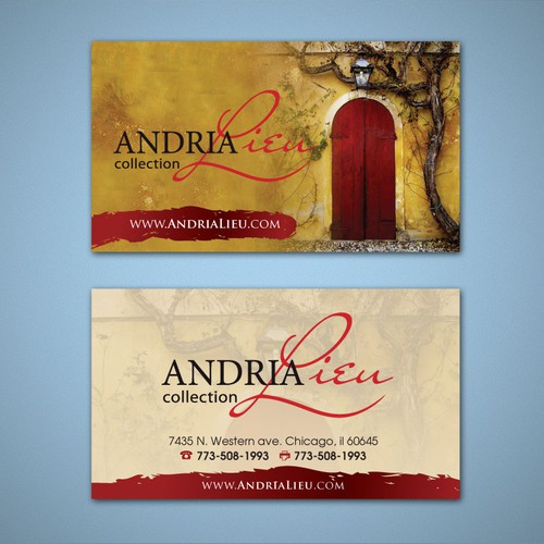 Create the next business card design for Andria Lieu Diseño de Tcmenk