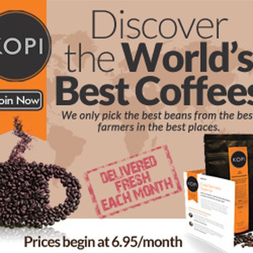 Display Ads for the brand new Kopi Coffee Explorer Club Design by Kimballdesigns