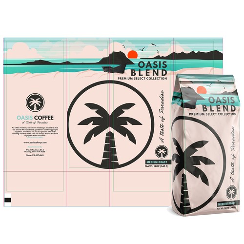 OASIS CAFE COFFEE BEAN PACKAGING DESIGN Design by ghielzact