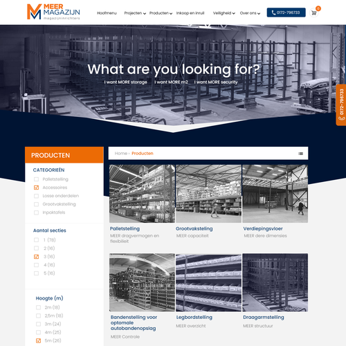 Creative website templates for a leading pallet racks company_ Meermagazijn Design by Technology Wisdom