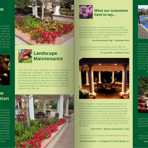 Create an upscale brochure for Terra Bella Landscape Architecture Design by manncor