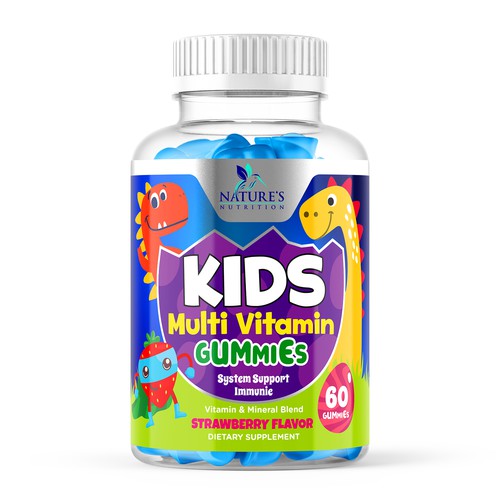 Tasty Kids Multivitamin Gummies Product Label for Nature's Nutrition Design by Designer_John