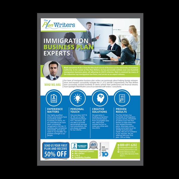 Design by Paradigm Art titled "Flyer for business plan writers"