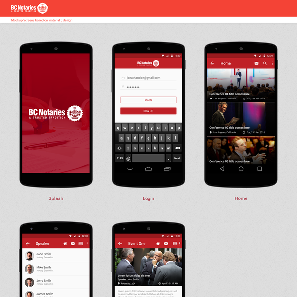 BC Notaries Members Mobile App design