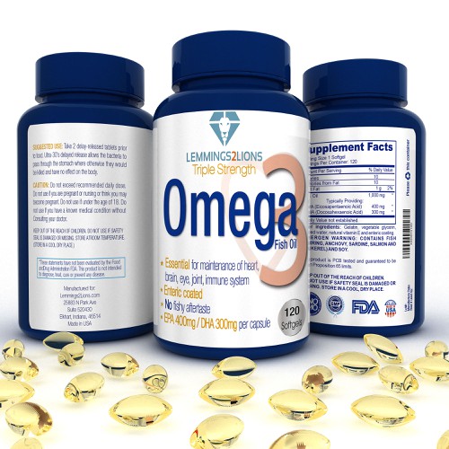 Create a wow factor label for an Omega 3 fish oil label Design by Modelab X