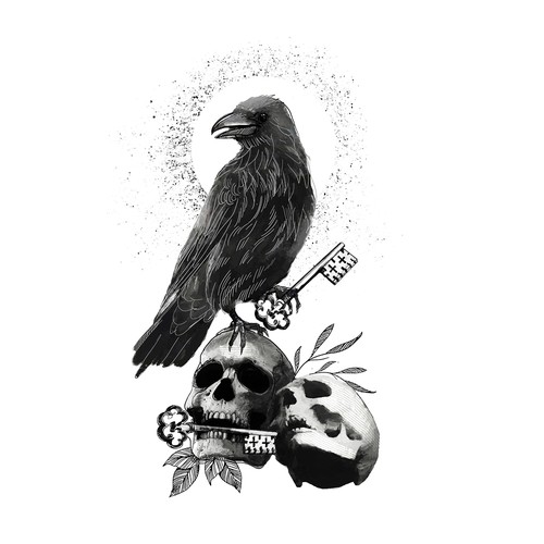 Gothic Raven tattoo デザイン by strelok25