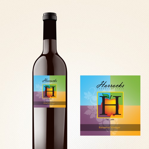 Olive Oil & Balsamic Vinegar label for Horrocks Farm Market Design by Amie Hatheny