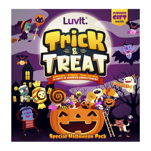 Design a cute Halloween Special Edition Kids Pack for a confectionary brand Design by Wilson8a