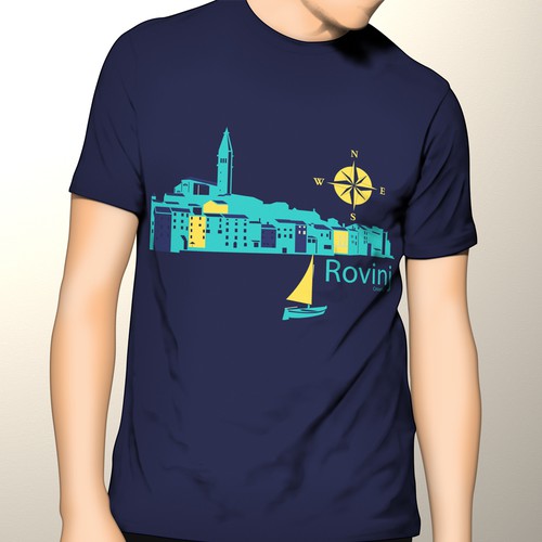 Attractive souvenir t-shirt from rovinj town.