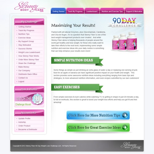 Create the next website design for Skinny Fiber 90 Day Weight Loss Challenge Diseño de racob