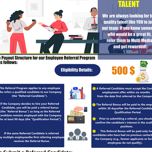 Designs Need A Flier To Announce Awesome Employee Referral Program Target Demo Young Tech 1560