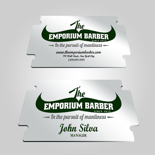 Unique business card for The Emporium Barber Design by Jelone0120