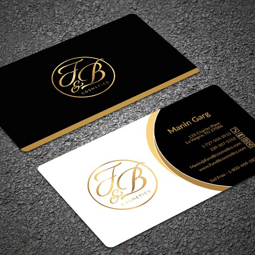 コンペ「Black & Metallic Gold Business Cards」のデザイン by Seerat Razzakiさん 