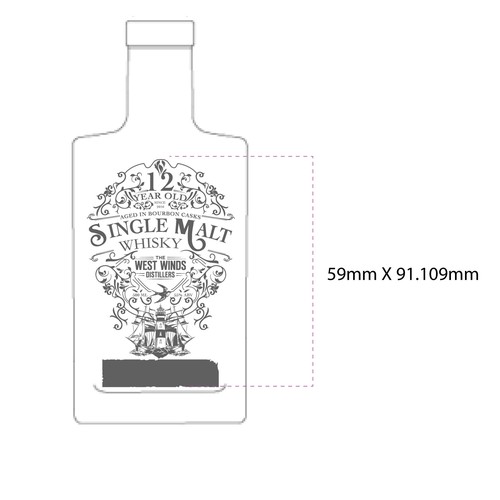 Premium Bottle Label for 12 Year Old Single Malt Bourbon Cask Whisky Design by Antidotooo™